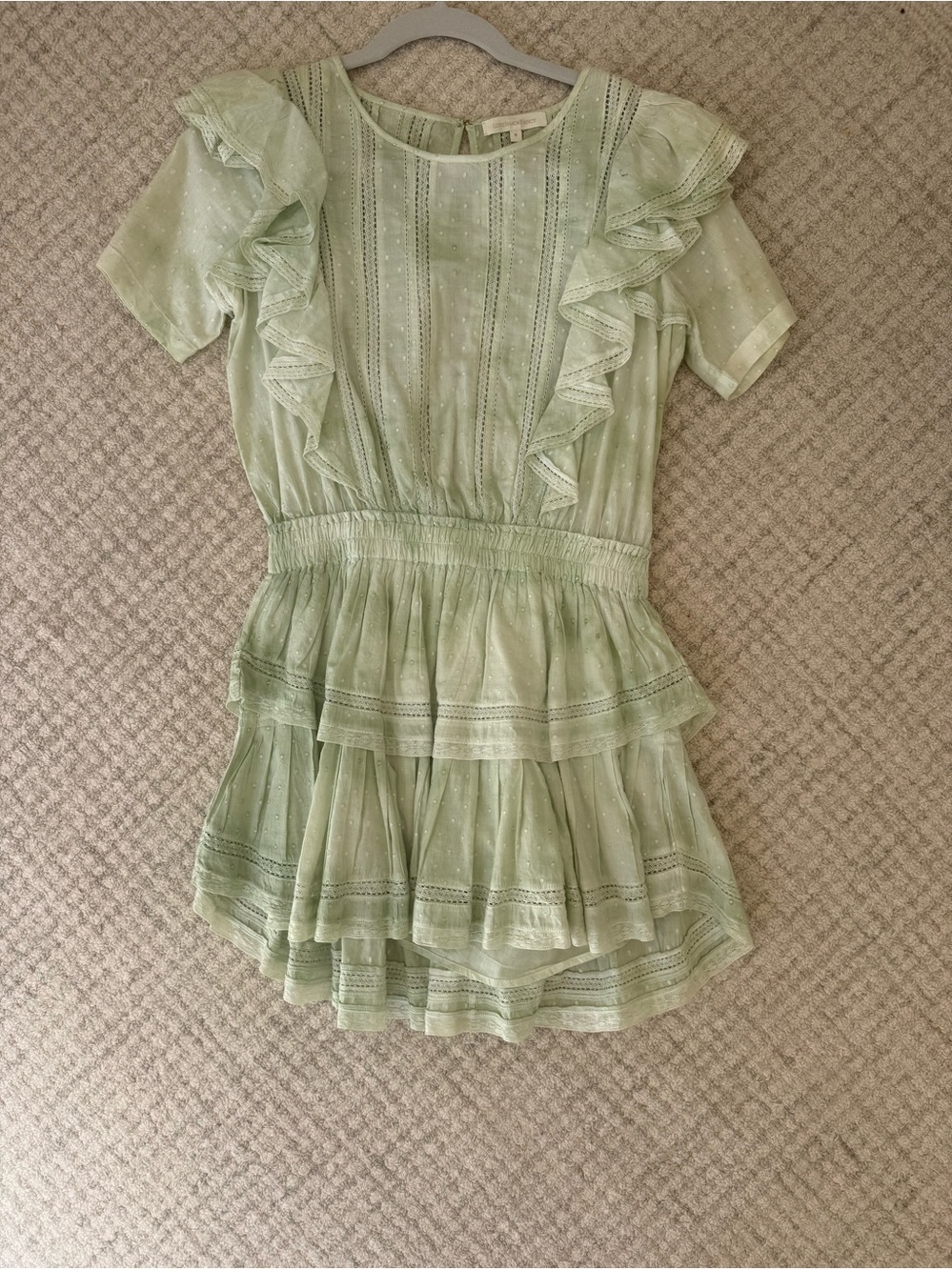 LoveShackFancy mint Green Ruffle Tiered Dress
